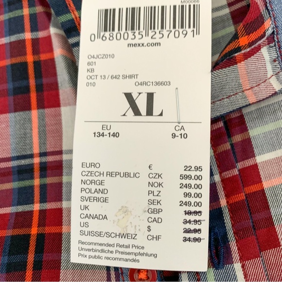 MEXX Boys Button Down in Plaid. Size XL But Looks Smaller. - Picture 4 of 5